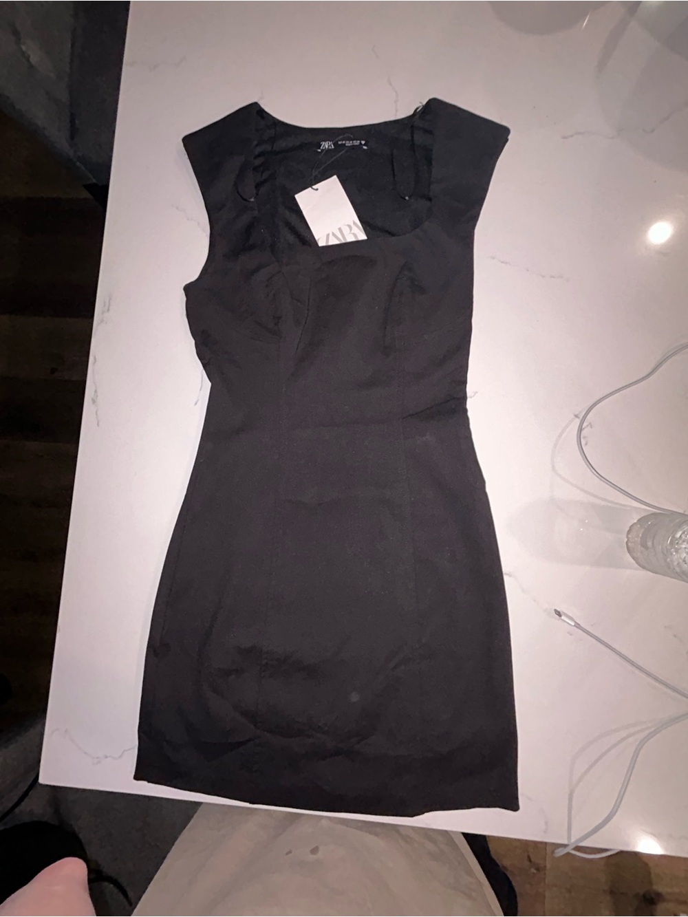 Zara Black Square Neck Bodycon Mini Dress - Picture 9 of 10